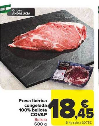 Carrefour Presa ibérica congelada 100% bellota covap oferta