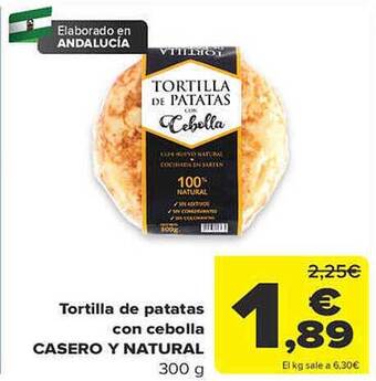 Carrefour Tortilla de patatas con cebolla casero y natural oferta