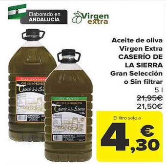Carrefour Aceite de oliva virgen extra caserío de la sierra gran selección o sin filtrar oferta