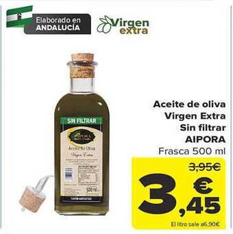 Carrefour Aceite de oliva virgen extra sin filtrar aipora oferta