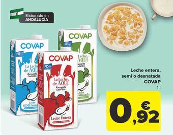 Carrefour Leche entera, semi o desnatada covap oferta
