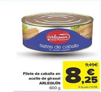 Carrefour Filete de caballa en aceite de girasol arlequín oferta
