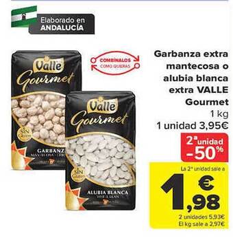Carrefour Garbanza extra mantecosa o alubia blanca extra valle gourmet oferta