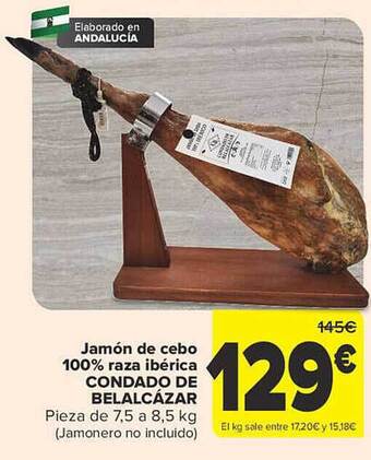 Carrefour Jamón de cebo 100% raza ibérica condado de belalcázar oferta