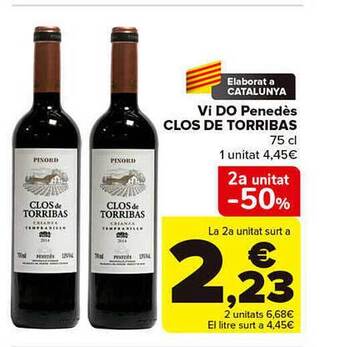 Carrefour Vi do penedès clos de torribas oferta