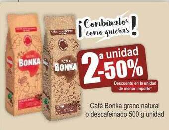 FROIZ Café bonka grano natural o descafeinado oferta