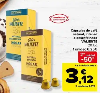 Carrefour Valiente Cápsulas de Café Natural Intenso o Descafeinado oferta