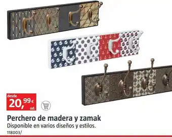Bauhaus Perchero de madera y zamak oferta