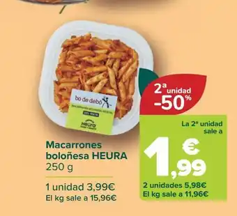 Carrefour Macarrones boloñesa heura oferta