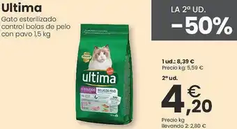 Clarel Ultima gato esterilizado control bolas de pelo con pavo oferta