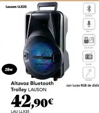 Altavoz Bluetooth Trolley Lauson LAU LLX35 28W