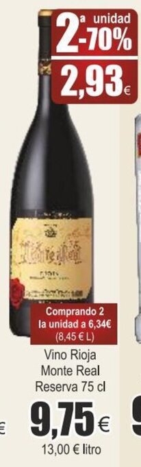 FROIZ Vino rioja monte real reserva 75 cl oferta