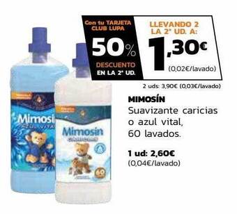 Supermercados Lupa Mimosín suavizante caricias o azul vital oferta