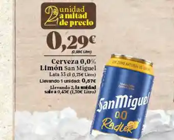 Gadis Cerveza 0,0% Limón San Miguel Lata 33 cl oferta