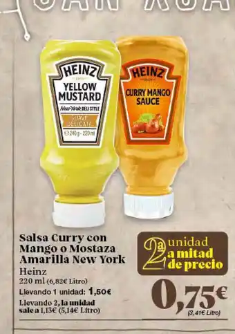 Gadis Heinz Salsa Curry Con Mango O Mostaza Amarilla New York 220ml oferta