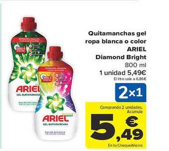 Carrefour Quitamanchas gel ropa blanca o color ariel diamond bright oferta