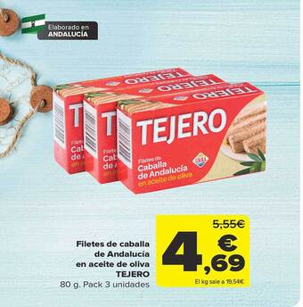 Carrefour Filetes de caballa de andalucía en aceite de oliva tejero oferta