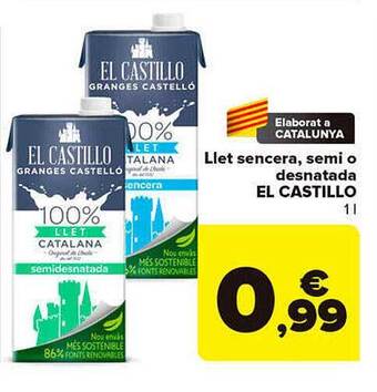 Carrefour Llet sencera, semi o desnatada el castillo oferta