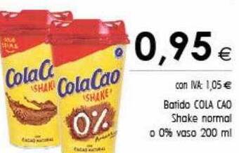 Cash Ifa Batido cola cao shake normal o 0% vaso oferta