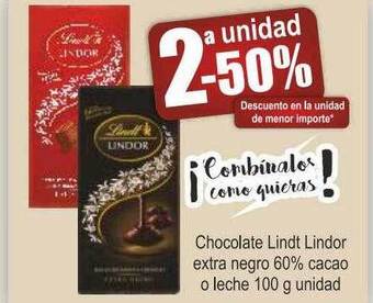 FROIZ Chocolate lindt lindor extra negro 60% cacao o leche oferta