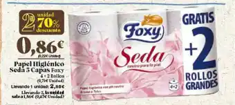 Gadis Papel Higiénico Seda 3 Capas Foxy 4 + 2 Rollos oferta