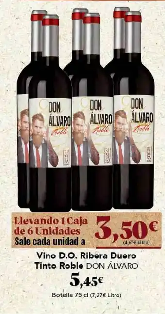 Gadis Vino D.O. Ribera Duero Tinto Roble Don Álvaro Botella 75cl oferta
