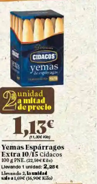 Gadis Yemas Espárragos Extra 10/15 Cidacos 100g oferta