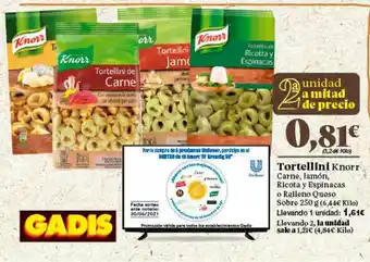 Gadis Tortellini Knorr 250g oferta