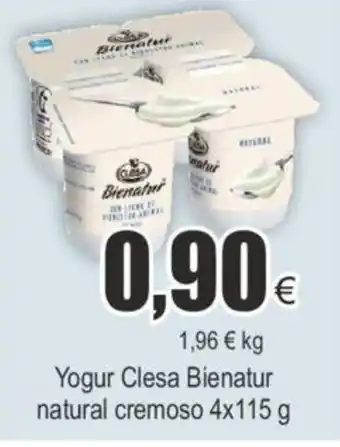 FROIZ BIENATUR yogur clesa bienatur natural cremoso 4x115 g oferta