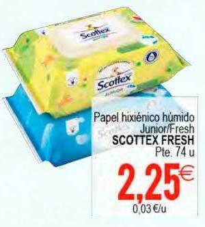 Plenus Supermercados Papel hixiénico húmido junior fresh scottex fresh oferta