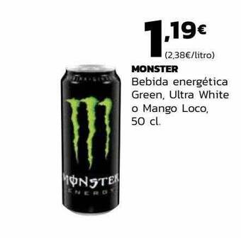 Supermercados Lupa Monster bebida energética green, ultra white o mango loco oferta