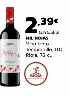 Supermercados Lupa Mil hojas vino tinto tempranillo do rioja oferta