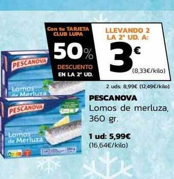 Supermercados Lupa Pescanova lomos de merluza oferta