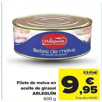 Carrefour Filete de melva en aceite de girasol arlequin oferta