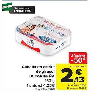 Carrefour 2a unidad -50% caballa en aceite de girasol la tarifeña oferta