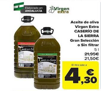 Carrefour Aceite de oliva virgen extra caserio de la sierra gran selección o sin filtrar oferta