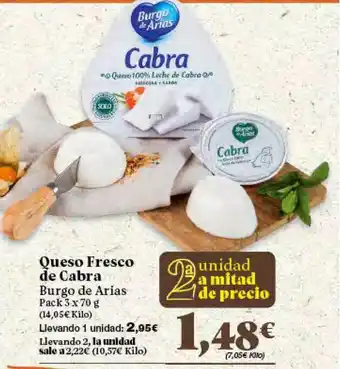 Gadis Queso Fresco De Cabra Burgo De Arias Pack 3 x 70g oferta