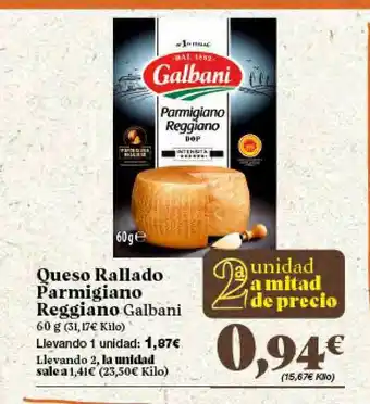 Gadis Queso Rallado Parmigiano Reggiano Galbani 60g oferta