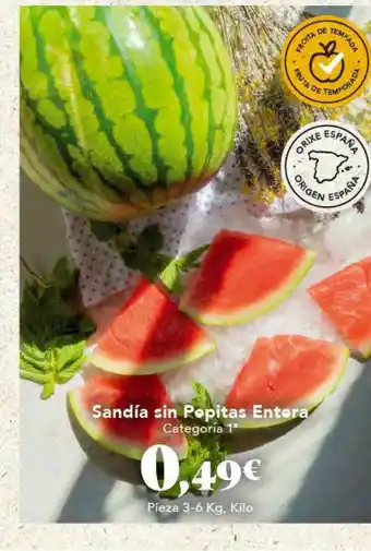 Gadis Sandía Sin Pepitas Entera Pieza 3-6kg oferta