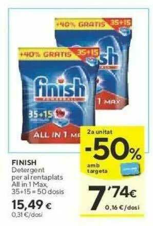 Caprabo Finish Detergent Per Al Rentaplats All In 1 Max 35+15 oferta