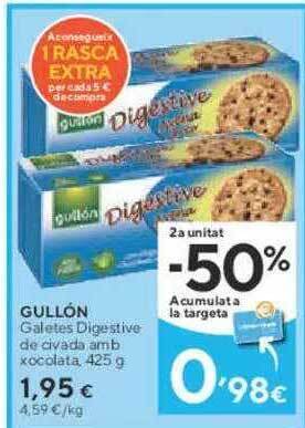 Caprabo Gullón galetes digestive de civada amb xocolata oferta