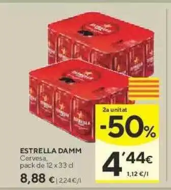 Caprabo 2a unitat -50% estrella damm cervesa pack de 12 oferta