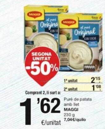 SPAR Fragadis Segona unitat -50% puré de patata amb llet maggi oferta