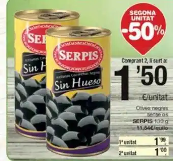 SPAR Fragadis Segona unitat -50% olives negres sense os serpis oferta