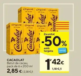 Caprabo Cacaolat Batut De Cacau 6x200ml oferta