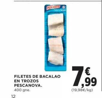 Hipercor Filetes de bacalao en trozos pescanova oferta