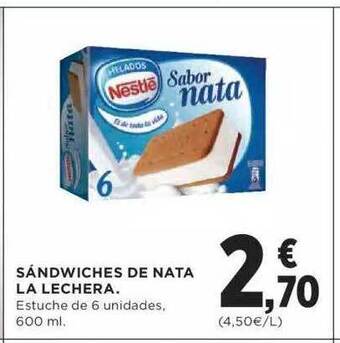 Hipercor Sándwiches de nata la lechera oferta