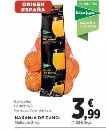 Hipercor Naranja de zumo oferta