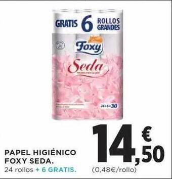 Hipercor Papel higiénico foxy seda oferta
