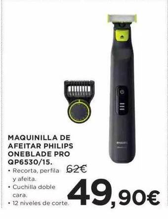 Hipercor Maquinilla de afeitar philips oneblade pro qp6530 15 oferta